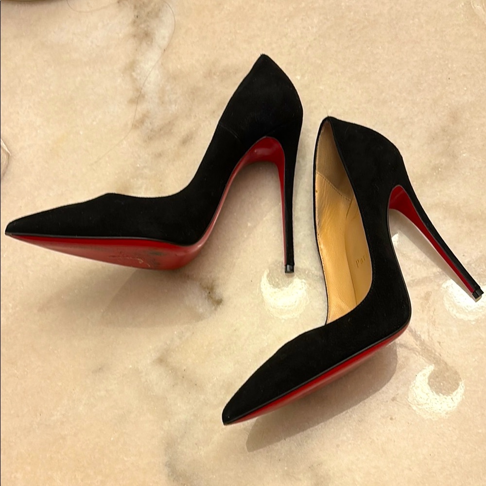 Christian louboutins black suede so Kate